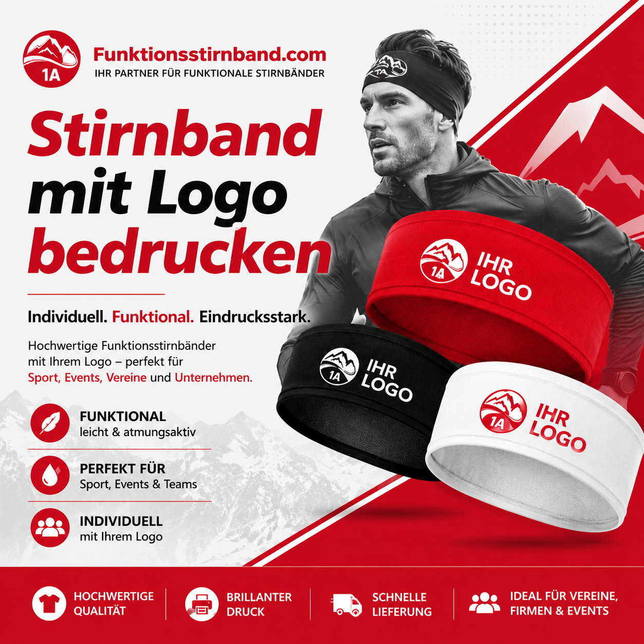 Stirnband mit Logo bedrucken | Personalisierte Funktionsstirnbänder